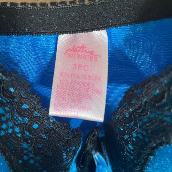 Native Intimates Blue & Black Silky & Lace Chemise - Picture 2 of 8